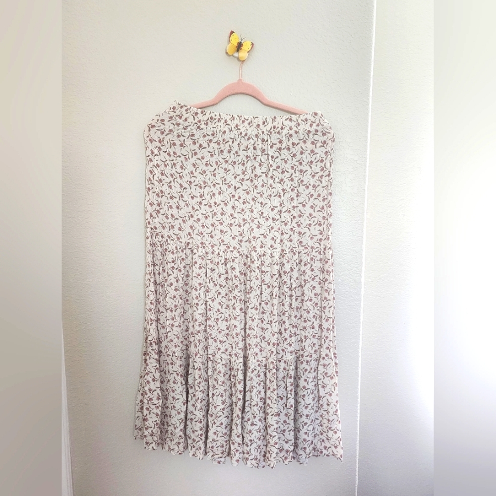 Large Floral papaya long skirt
